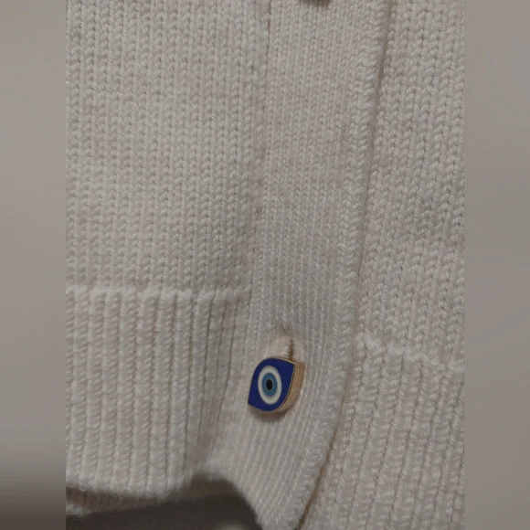 Alice + Olivia White Cardigan with Multicolor Embroidery BRADLEY SHORT EMBELLISH - Picture 8 of 11